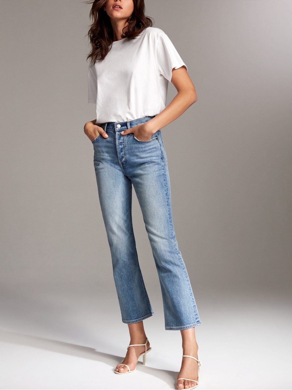 153 Denim Forum The Bailey High Rise Crop Flare (Raw Hem)